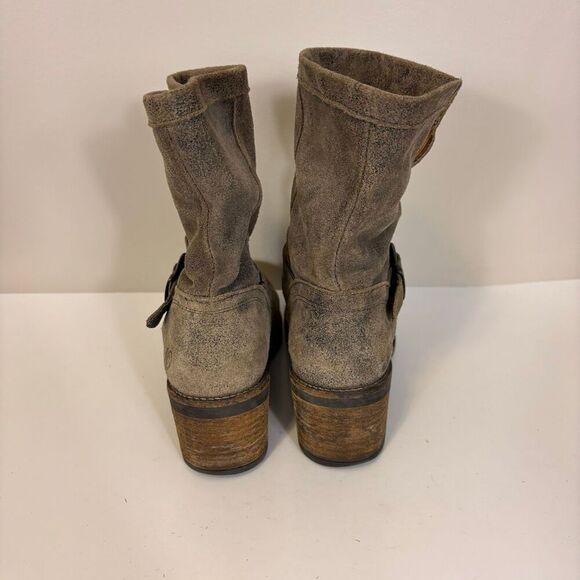 Felmini Brown Suede Mid Calf Heeled Pull On Boots Size 41 - Picture 2 of 9